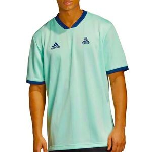 NEW Size S $50 Adidas Climalite TAN ADV JSY Mint Blue Striped Football Jersey